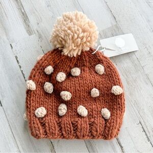 NWT The Blueberry Hill Pom Pom Dot Beanie Chunky Knit Winter Hat Baby 12-24 mos
